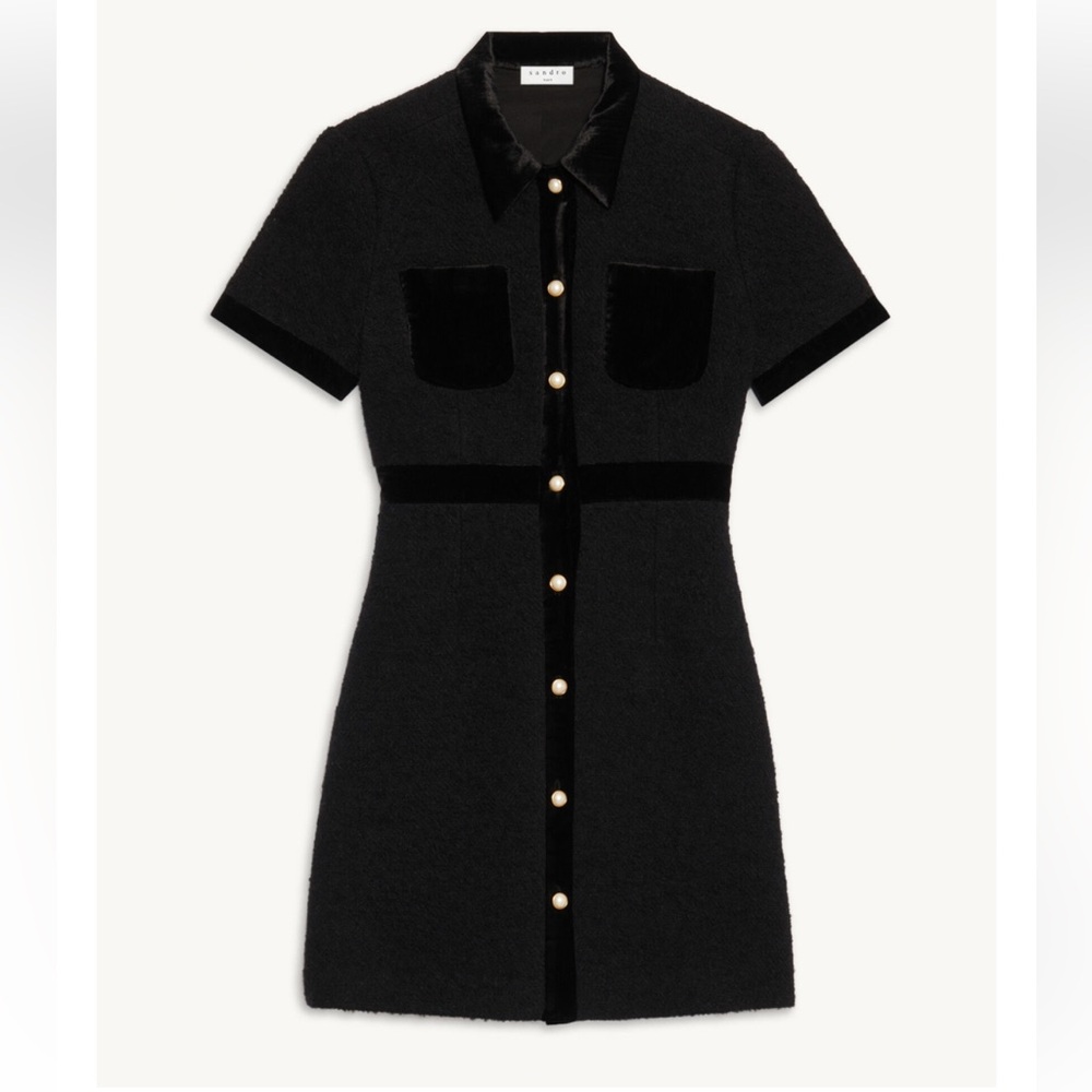 Sandro Mini Tweed Shirt Dress - Picture 3 of 6